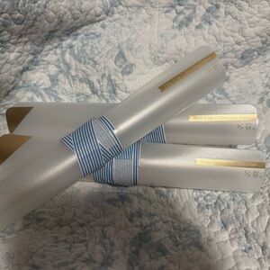 15 Pearl White Decorative Sweater Tubes with Blue Striped Ribbon